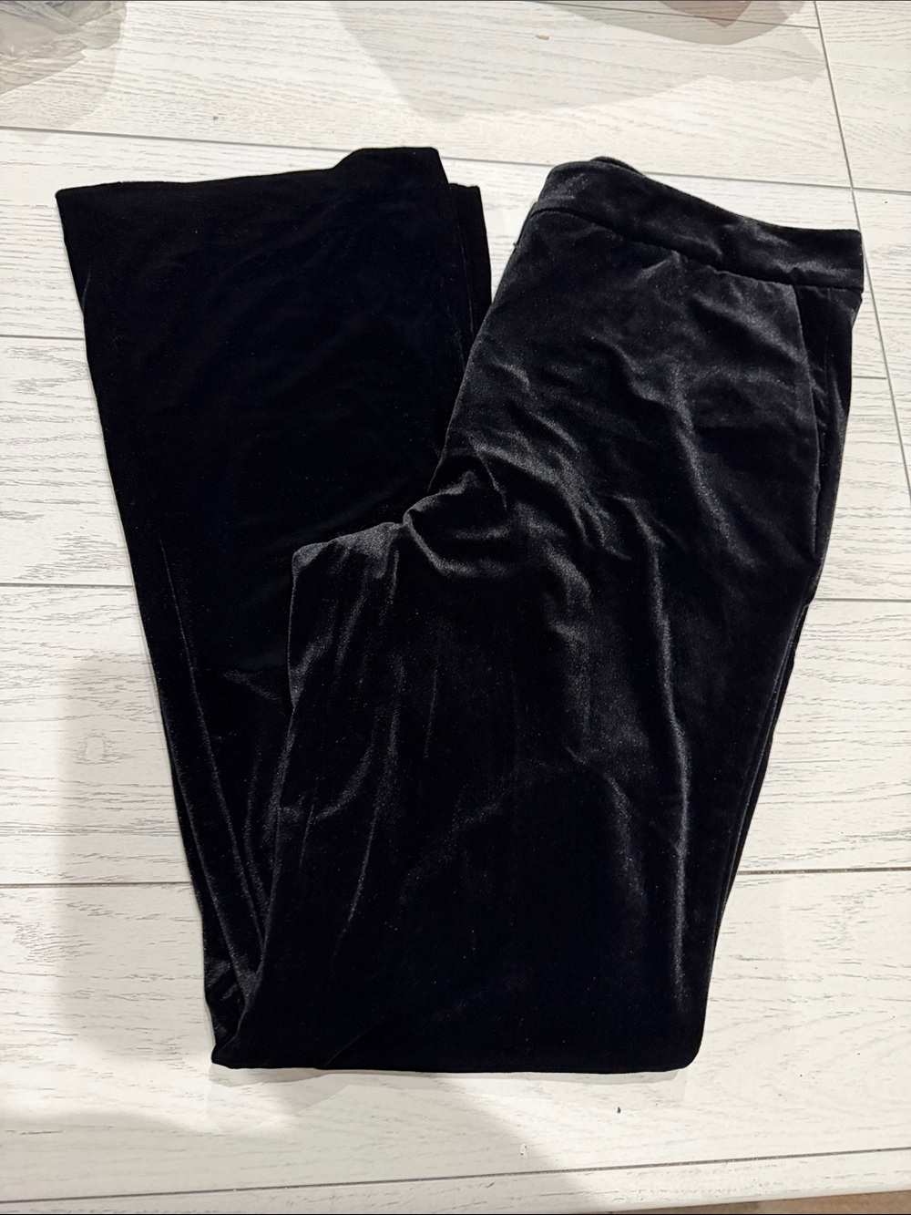 Calvin Klein Black Velvet Wide-Leg Pants